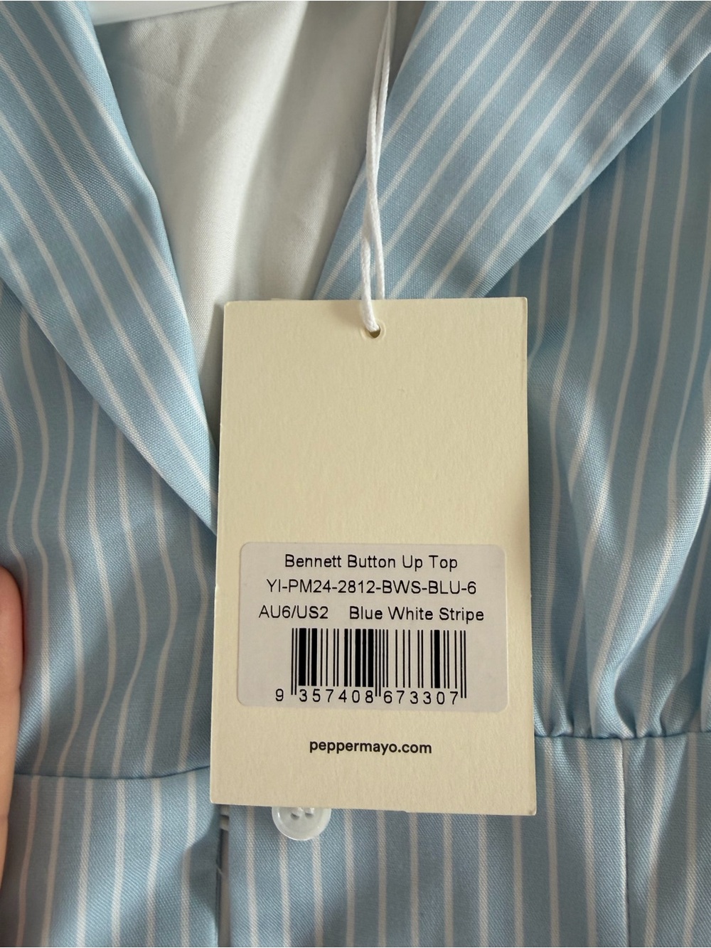 Peppermayo Women’s' Light Blue Striped Button-Front Top - Picture 2 of 2